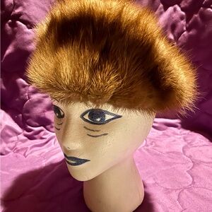 Vintage Faux Fur Hat in Rich Brown